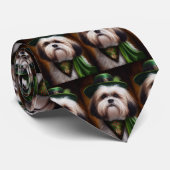 Malti Tzu Dog in St. Patrick's Day Dress Stropdas (Opgerold)