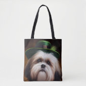 Malti Tzu Dog in St. Patrick's Day Dress Tote Bag (Voorkant)
