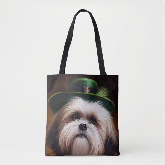Malti Tzu Dog in St. Patrick's Day Dress Tote Bag (Voorkant)