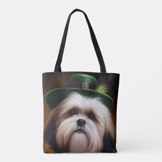 Malti Tzu Dog in St. Patrick's Day Dress Tote Bag (Achterkant)