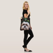 Malti Tzu Dog in St. Patrick's Day Dress Tote Bag (Op model)