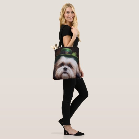 Malti Tzu Dog in St. Patrick's Day Dress Tote Bag (Op model)