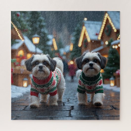 Malti Tzu Dogs Christmas Snow Holiday Legpuzzel (Verticaal)