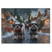 Malti Tzu Dogs Christmas Snow Holiday Snijplank (Voorkant)