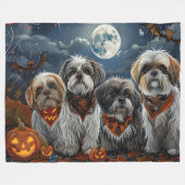 Malti Tzu Halloween Spooky Fleece Deken (Voorkant (Horizontaal))