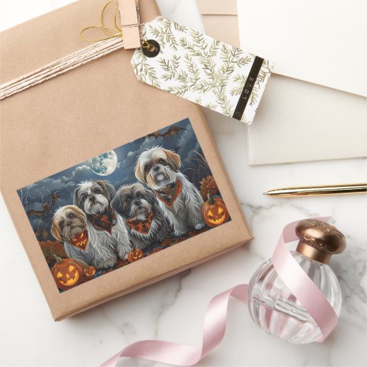 Malti Tzu Halloween Spooky Rechthoekige Sticker (Geschenken)