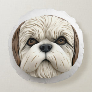 Malti Tzu Hond 3D Geïnspireerd Rond Kussen