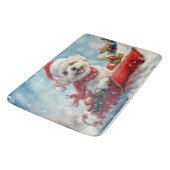 Malti Tzu Hond in Sledge Laat het Sneeuw Kerstmis Badmat (Gekanteld)