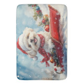 Malti Tzu Hond in Sledge Laat het Sneeuw Kerstmis Badmat (Voorkant Verticaal)
