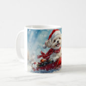 Malti Tzu Hond in Sledge Laat het Sneeuw Kerstmis Koffiemok (Voorkant links)