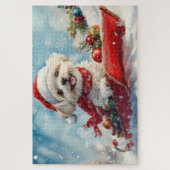 Malti Tzu Hond in Sledge Laat het Sneeuw Kerstmis Legpuzzel (Verticaal)
