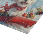 Malti Tzu Hond in Sledge Laat het Sneeuw Kerstmis Snijplank (Hoek)