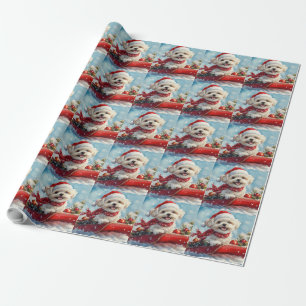 Malti Tzu Hond in slee Let it Snow Kerstmis Cadeaupapier