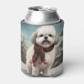 Malti Tzu Hond in Sneeuw Kerstmis Blikjeskoeler (Blikje Voorkant)