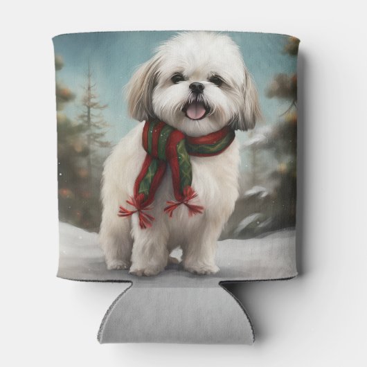 Malti Tzu Hond in Sneeuw Kerstmis Blikjeskoeler (Achterkant)