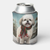 Malti Tzu Hond in Sneeuw Kerstmis Blikjeskoeler (Blikje Achterkant)