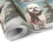 Malti Tzu Hond in Sneeuw Kerstmis Cadeaupapier (Rol Hoek)