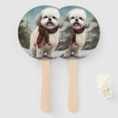 Malti Tzu Hond in Sneeuw Kerstmis Handwaaier (Voorkant en achterkant)