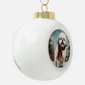 Malti Tzu Hond in Sneeuw Kerstmis Keramische Bal Ornament (Links)