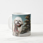 Malti Tzu Hond in Sneeuw Kerstmis Koffiemok (Voorkant links)