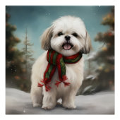 Malti Tzu Hond in Sneeuw Kerstmis Perfect Poster (Voorkant)