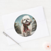 Malti Tzu Hond in Sneeuw Kerstmis Ronde Sticker (Envelop)