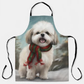 Malti Tzu Hond in Sneeuw Kerstmis Schort (Voorkant)