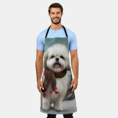 Malti Tzu Hond in Sneeuw Kerstmis Schort (Gedragen)