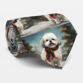 Malti Tzu Hond in Sneeuw Kerstmis Stropdas (Opgerold)