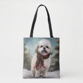 Malti Tzu Hond in Sneeuw Kerstmis Tote Bag (Voorkant)