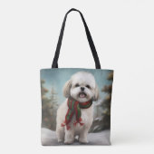 Malti Tzu Hond in Sneeuw Kerstmis Tote Bag (Achterkant)