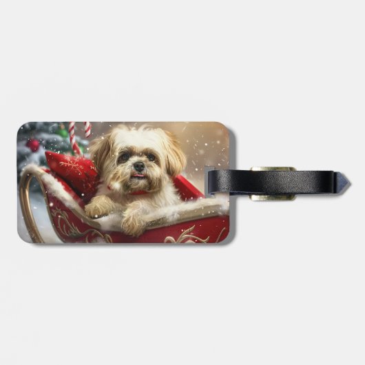 Malti Tzu Hond Kerstfeest Bagagelabel (Achterkant horizontaal)