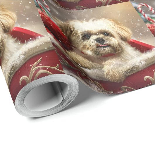 Malti Tzu Hond Kerstfeest Cadeaupapier (Rol Hoek)