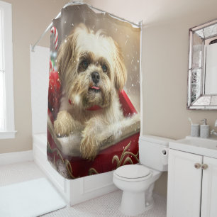 Malti Tzu Hond Kerstfeest Douchegordijn