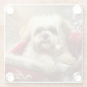 Malti Tzu Hond Kerstfeest Glazen Onderzetter (Achterkant)