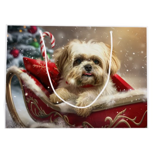 Malti Tzu Hond Kerstfeest Groot Cadeauzakje (Achterkant)