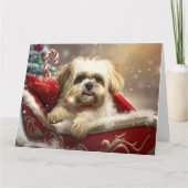 Malti Tzu Hond Kerstfeest Kaart (Voorkant)