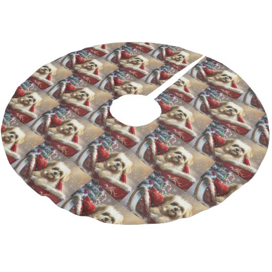 Malti Tzu Hond Kerstfeest Kerstboom Rok (Gekanteld)