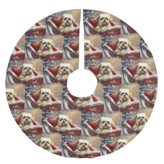 Malti Tzu Hond Kerstfeest Kerstboom Rok (Voorkant)