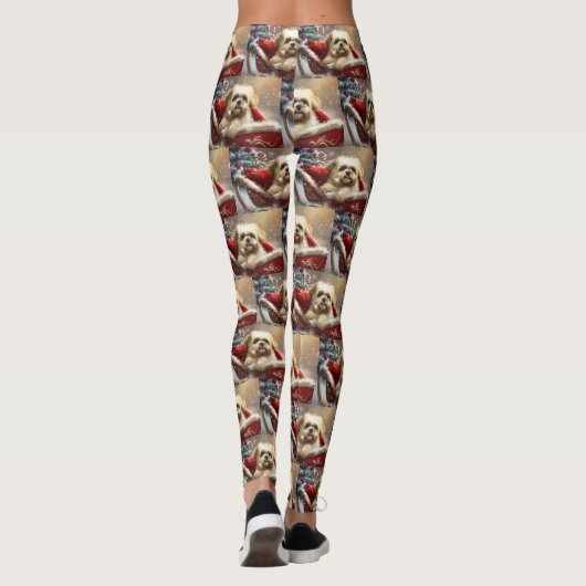 Malti Tzu Hond Kerstfeest Leggings (Achterkant)