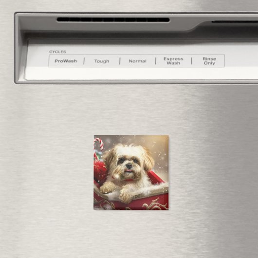 Malti Tzu Hond Kerstfeest Magneet (Insitu (Vaatwasser))