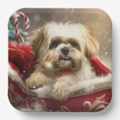 Malti Tzu Hond Kerstfeest Papieren Bordje (Voorkant)