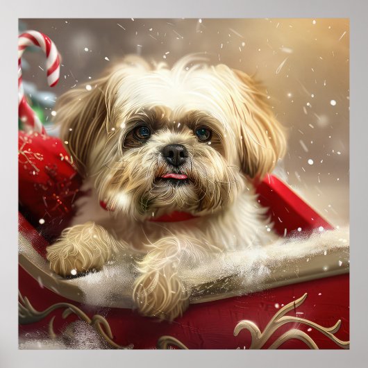 Malti Tzu Hond Kerstfeest Poster (Voorkant)