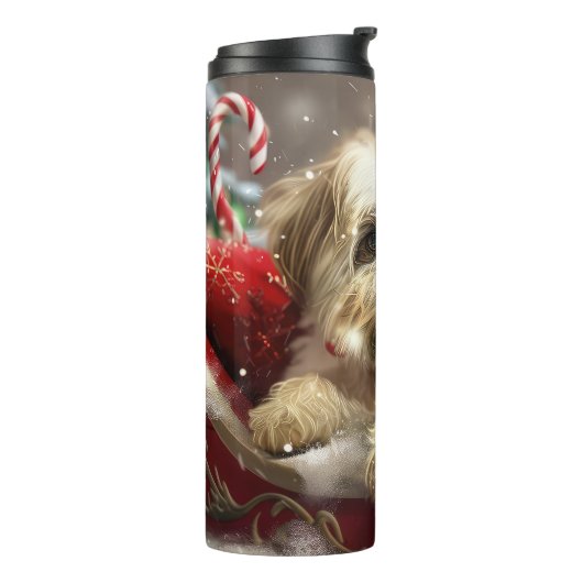 Malti Tzu Hond Kerstfeest Thermosbeker (Gedraaid links)