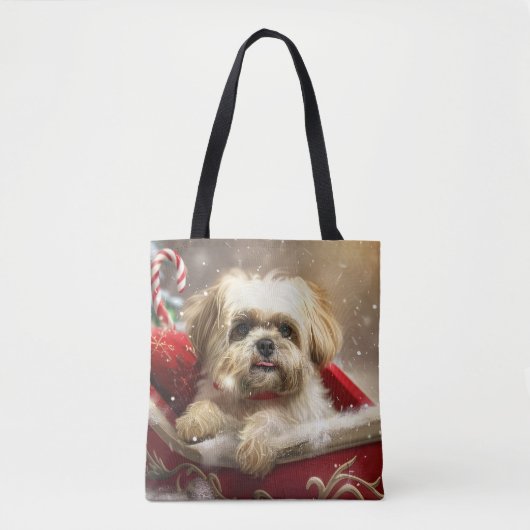Malti Tzu Hond Kerstfeest Tote Bag (Voorkant)