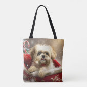 Malti Tzu Hond Kerstfeest Tote Bag (Achterkant)