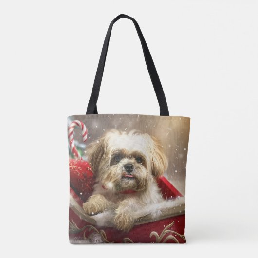 Malti Tzu Hond Kerstfeest Tote Bag (Achterkant)