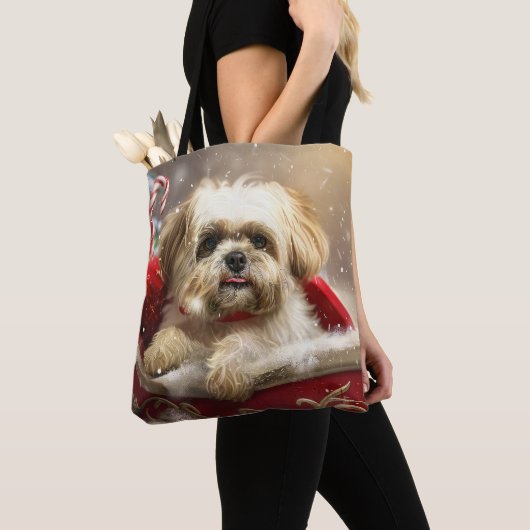 Malti Tzu Hond Kerstfeest Tote Bag (Dichtbij)