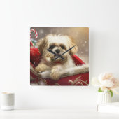 Malti Tzu Hond Kerstfeest Vierkante Klok (Huis)