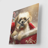 Malti Tzu Hond Kerstfeest Vierkante Klok (Hoek)